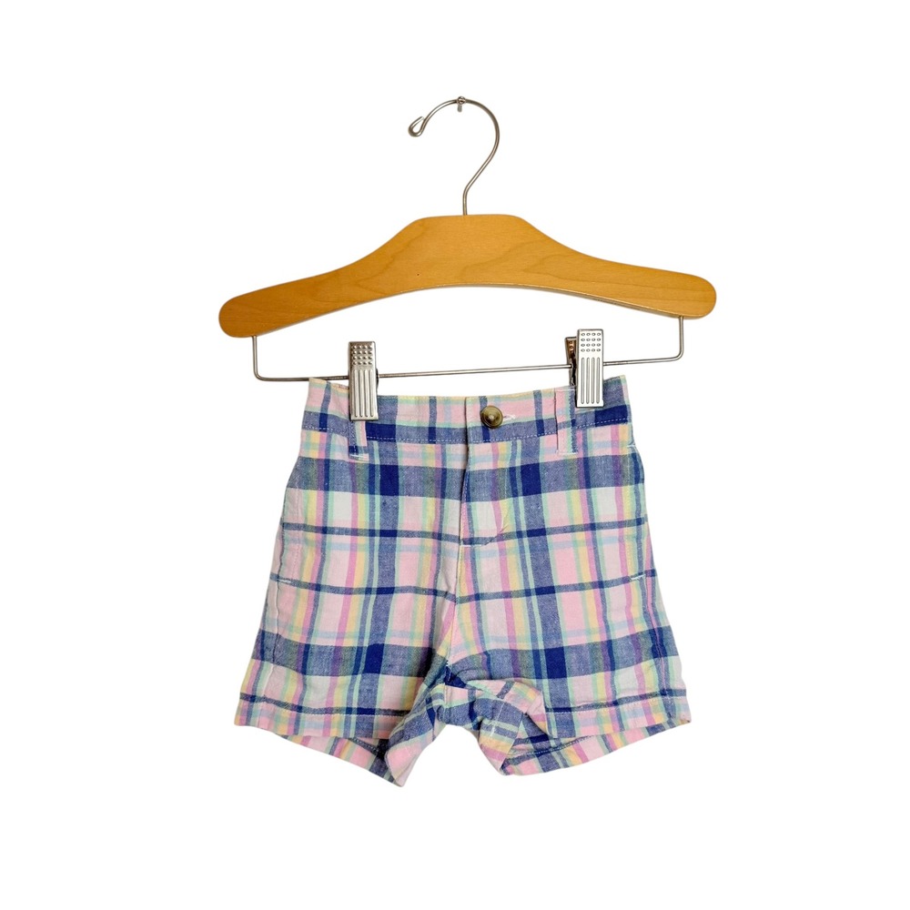 Janie and Jack Baby Boys Pastel Plaid Shorts Pink Blue Yellow 6-12 Months